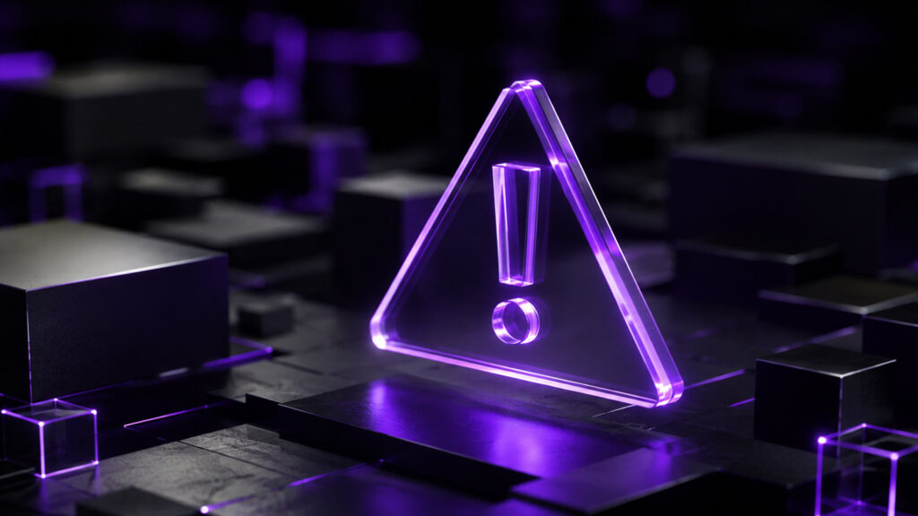 Abstract illustration of a trusted network of connected incident response teams, in NEVERHACK violet and black